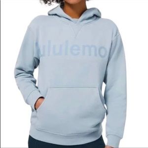 NWOT lulu lemon all yours hoodie sweatshirt graphic chambray blue size 10